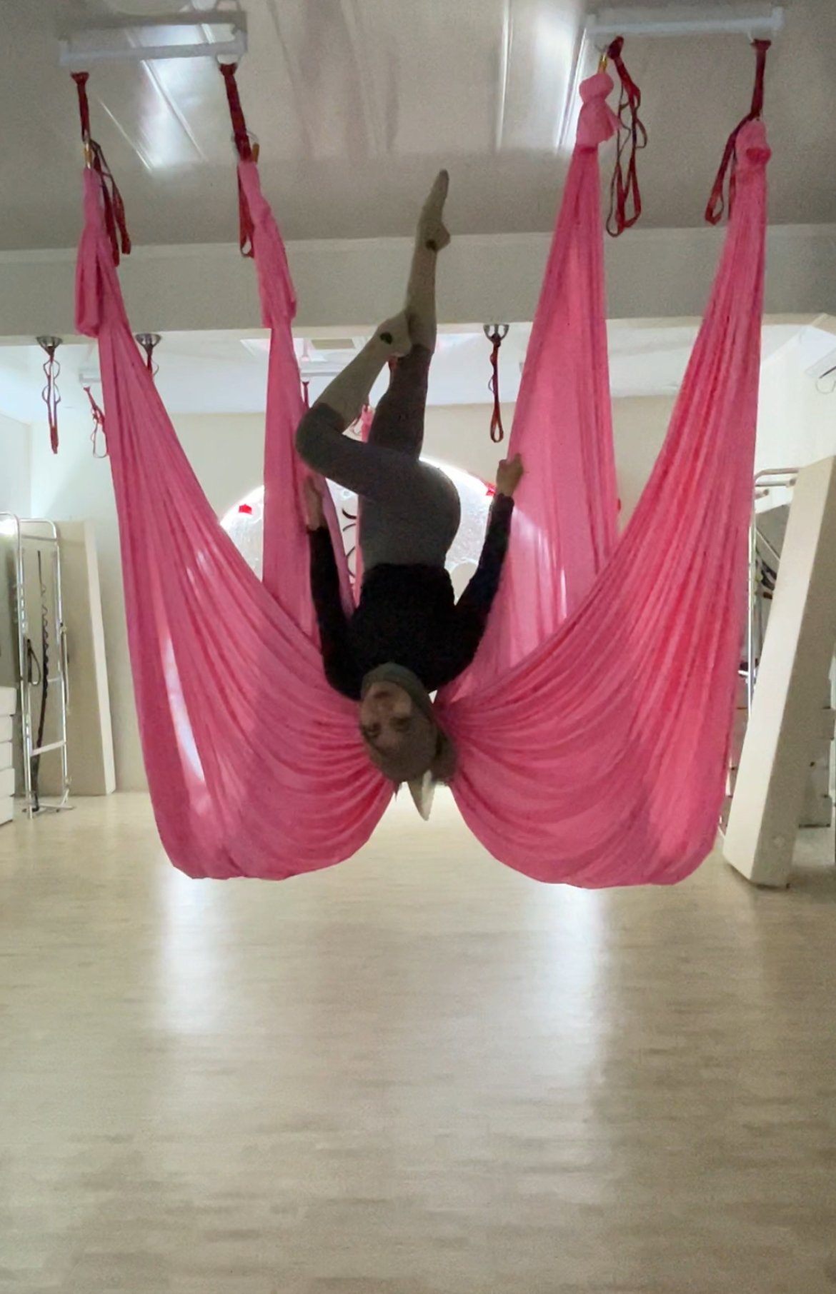 Upside down at aerial hammock